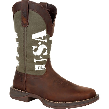 Durango Men's Western Boot, 8 M, Leather, 12 in H, Brown/Army Green DDB0313
